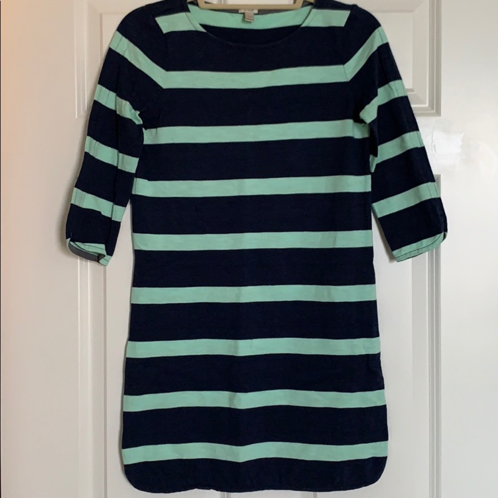 J. Crew Navy Blue and Greenish-Turquoise Dress